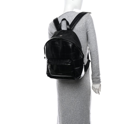 Givenchy Calfskin Crocodile Embossed Double U Backpack Black 2 of 10