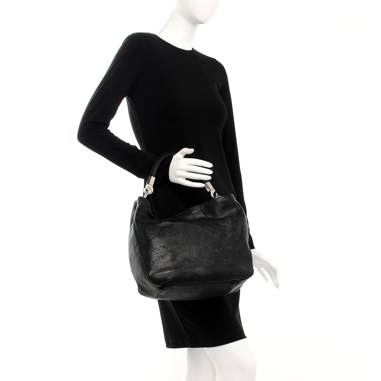 Goatskin Small Roady Hobo Black