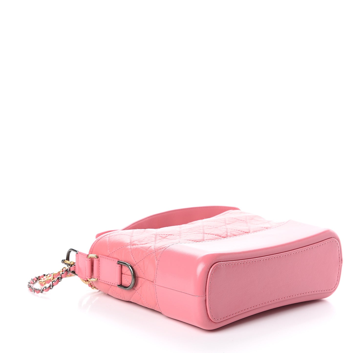 Aged Smooth Calfskin Quilted Medium Gabrielle Logo Hobo Pink