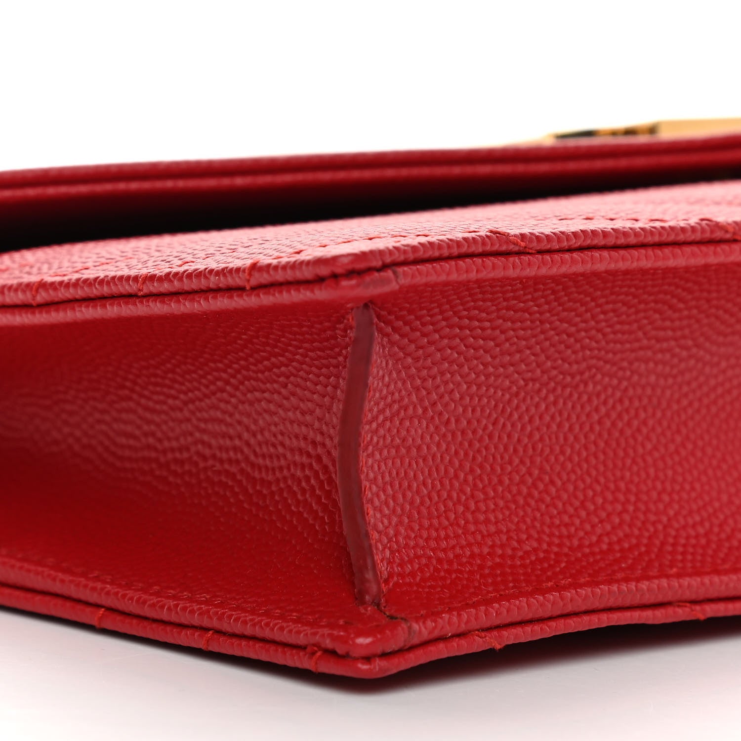 Saint Laurent Grain De Poudre Matelasse Chevron Monogram Envelope Chain Wallet New Red 10 of 12
