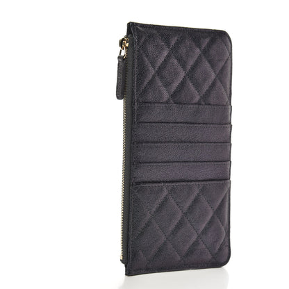 Chanel Iridescent Caviar Quilted Classic Flat Wallet Pouch Black 3 of 8