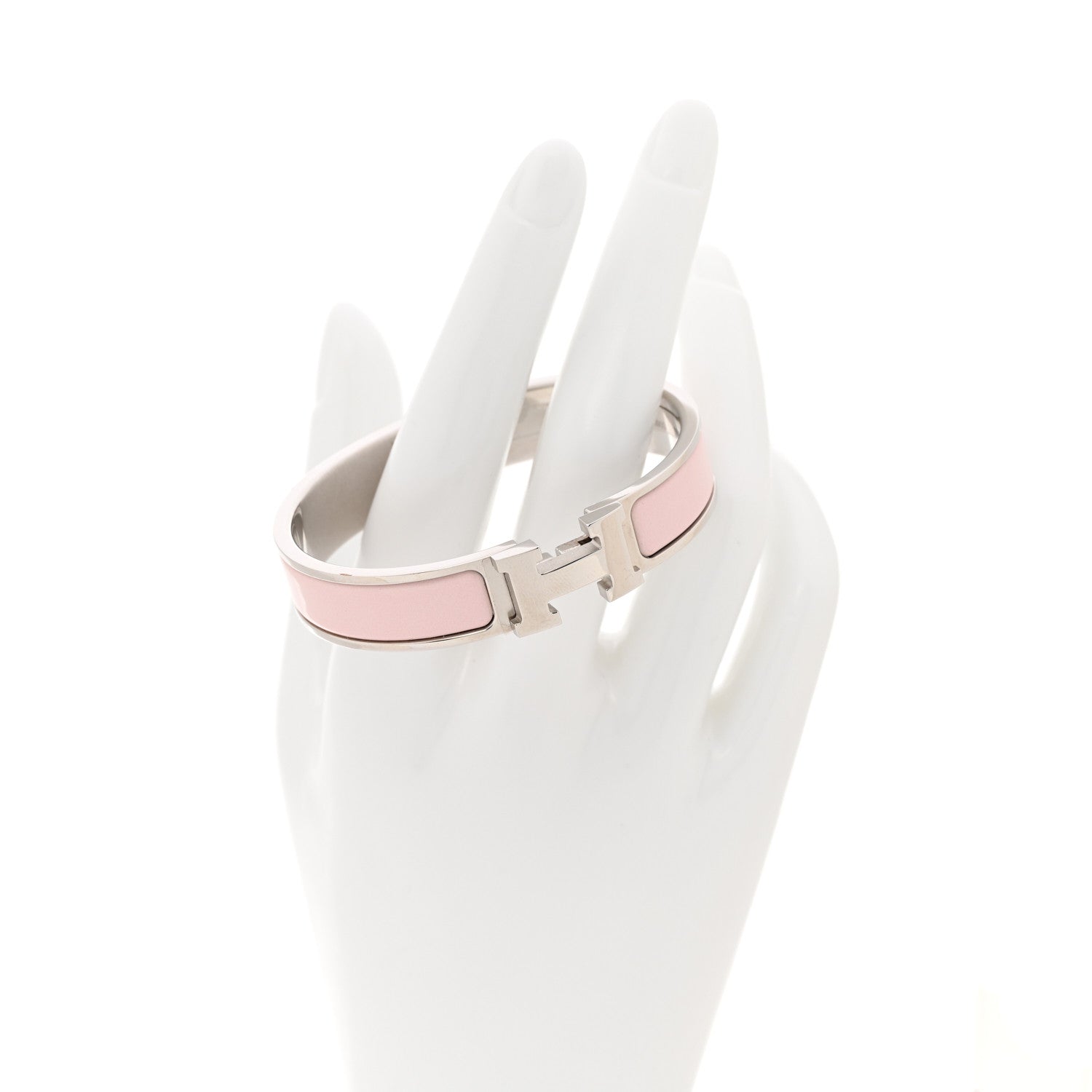 Hermes Enamel Narrow Clic Clac H Bracelet PM Rose Candeur 2 of 4