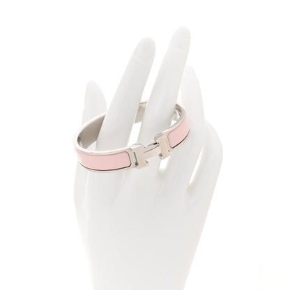 Hermes Enamel Narrow Clic Clac H Bracelet PM Rose Candeur 2 of 4