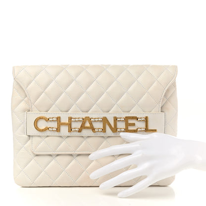 Chanel Calfskin Quilted Logo Flap Case White 2 of 12