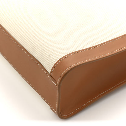 Celine Canvas Calfskin Logo Print Small Vertical Cabas Natural Tan 12 of 13