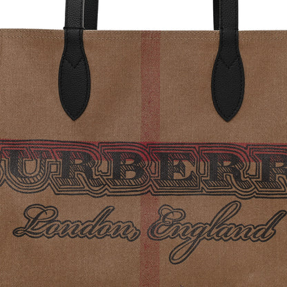 Burberry Coated Canvas Mega Check Medium Doodle Tote Black 7 of 11