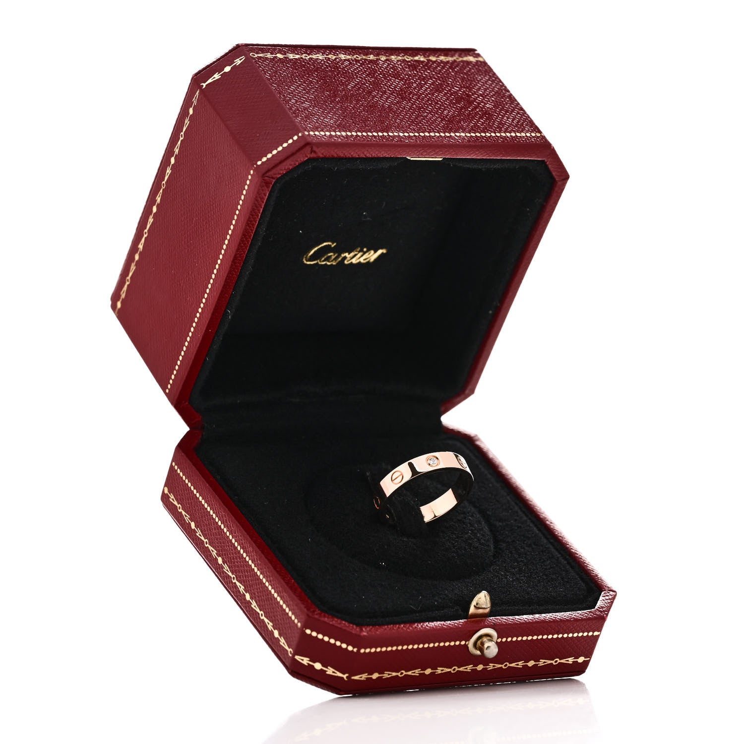 Cartier 18K Pink Gold Diamond 4mm LOVE Wedding Band Ring 56 7.5 5 of 5