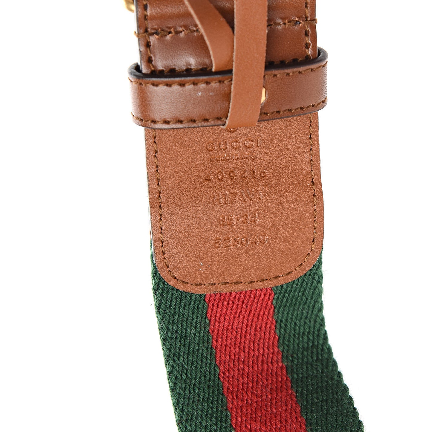 Nylon Calfskin Double G Web Belt 85 34 Brown