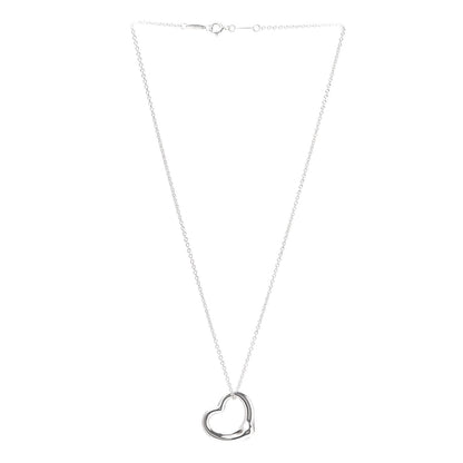 Tiffany Sterling Silver 22mm Elsa Peretti Open Heart Pendant Necklace 3 of 6