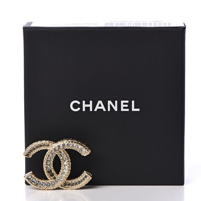 Chanel Crystal CC Brooch Light Gold 5 of 5