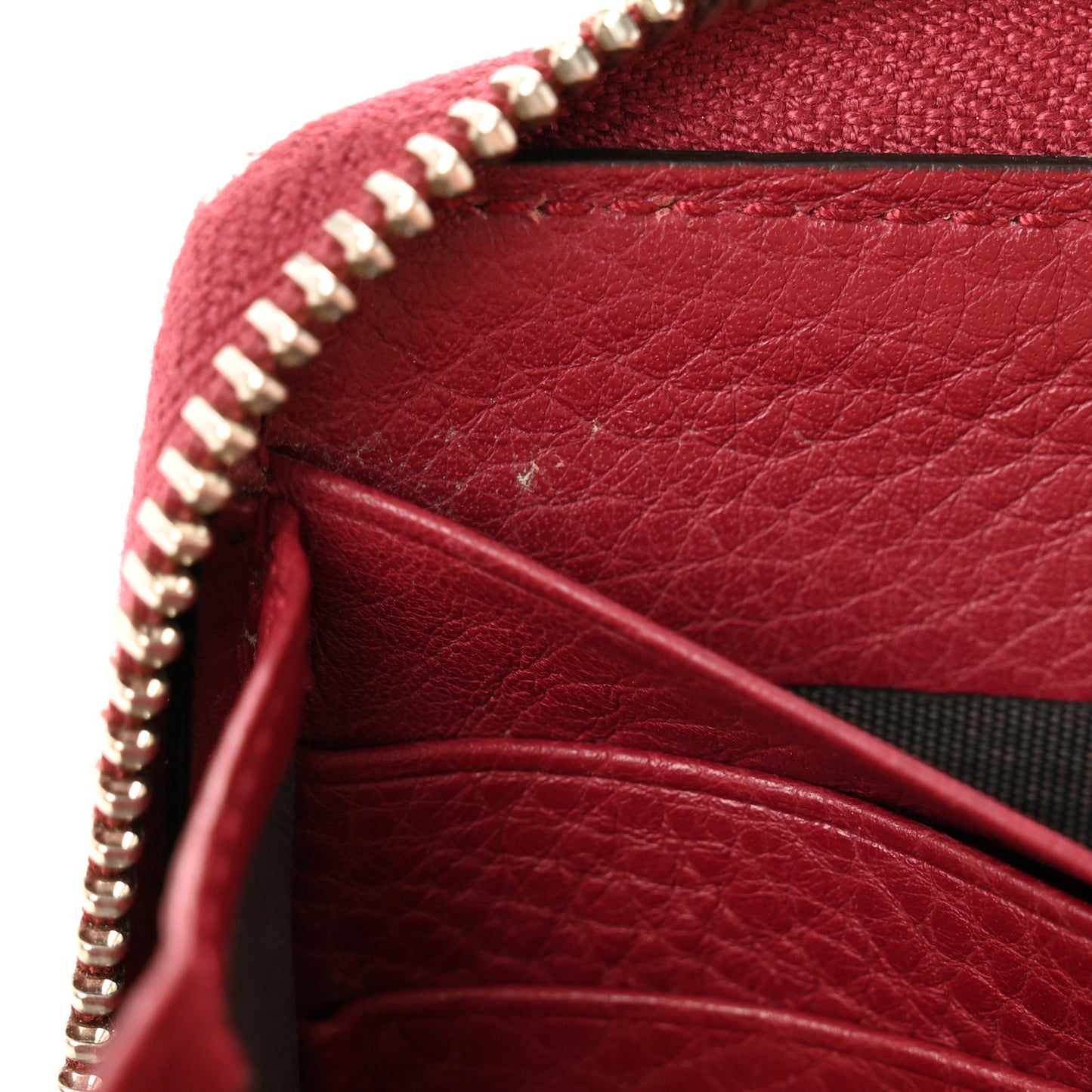 Pebbled Calfskin Studded Soho Zip Around Wallet Soft Burgundy