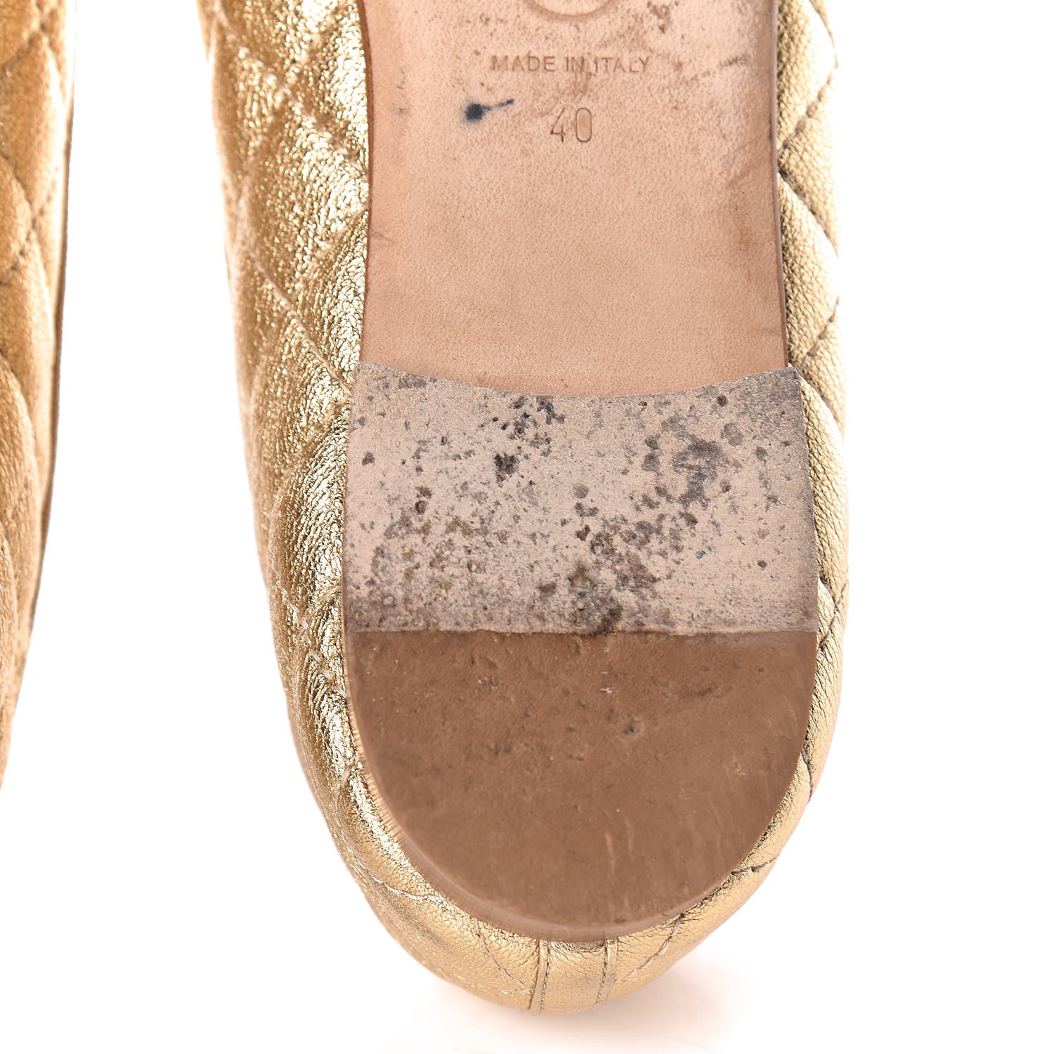 Chanel Metallic Lambskin Quilted Cap Toe Ballerina Flats 40 Gold 14 of 17