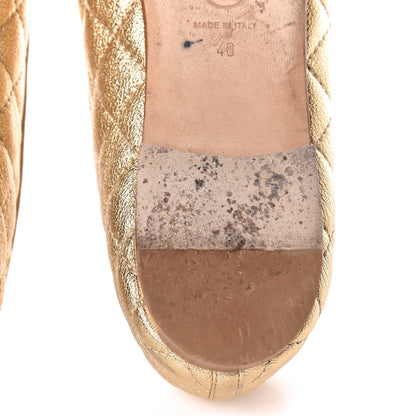 Chanel Metallic Lambskin Quilted Cap Toe Ballerina Flats 40 Gold 14 of 17