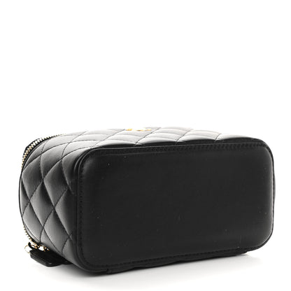 Chanel Lambskin Quilted Pearl Crush Small Vanity Case With Chain Black 4 of 11