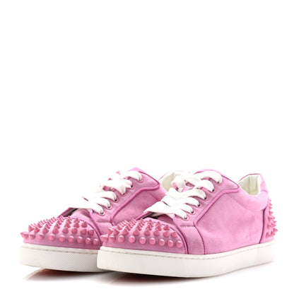 Christian Louboutin Veau Velours Calfskin Spikes Womens Vieira Flat Sneakers 38.5 Gummy 4 of 12