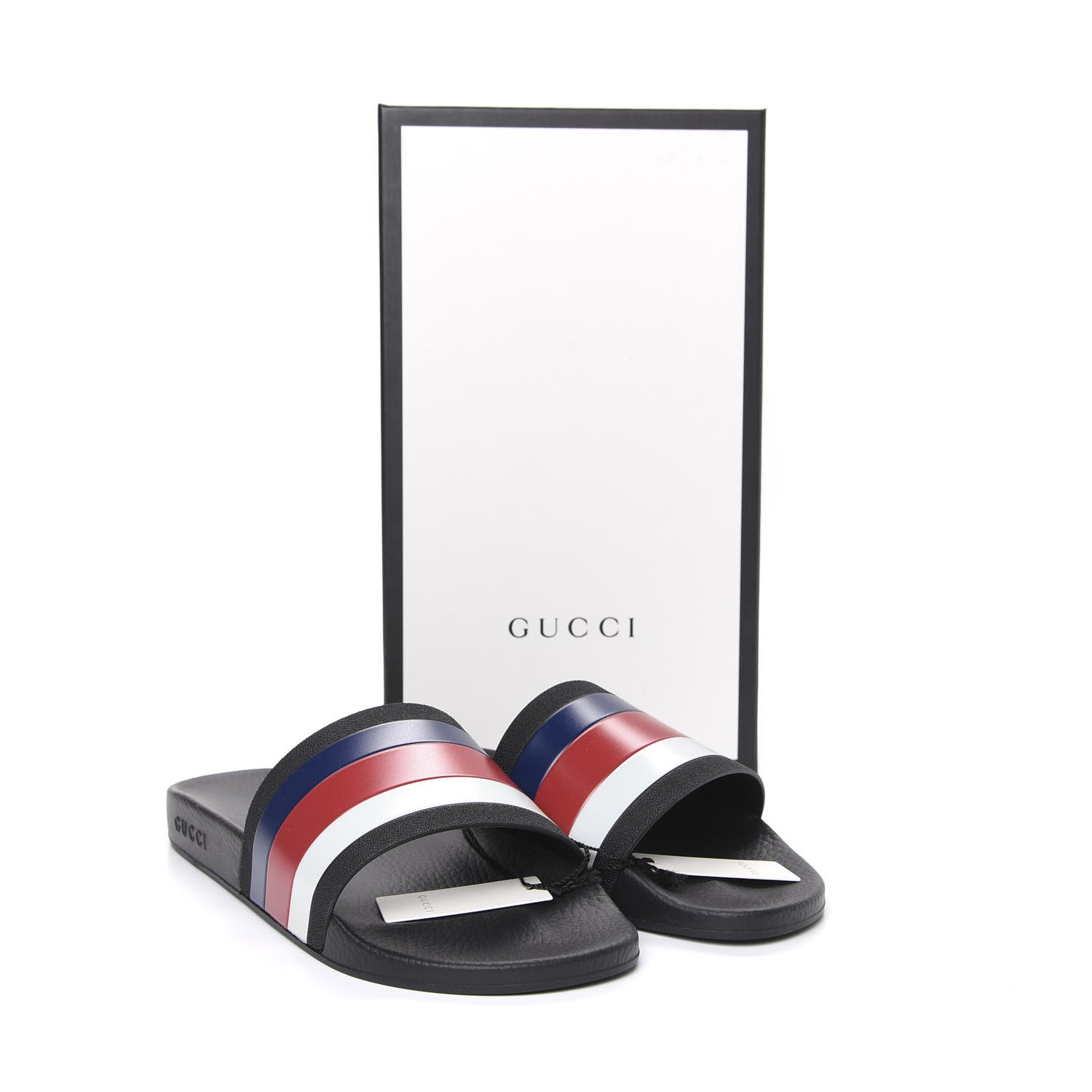 Gucci Rubber Web Mens Pool Slide Sandals 13 Black Mystic White Hibiscus Red Marine 10 of 10