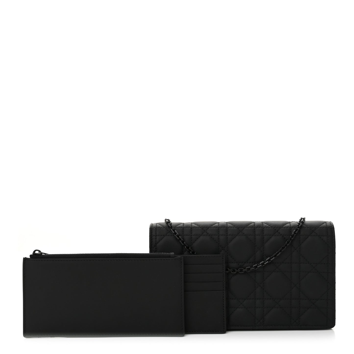 Ultra Matte Calfskin Cannage Lady Dior Clutch Black