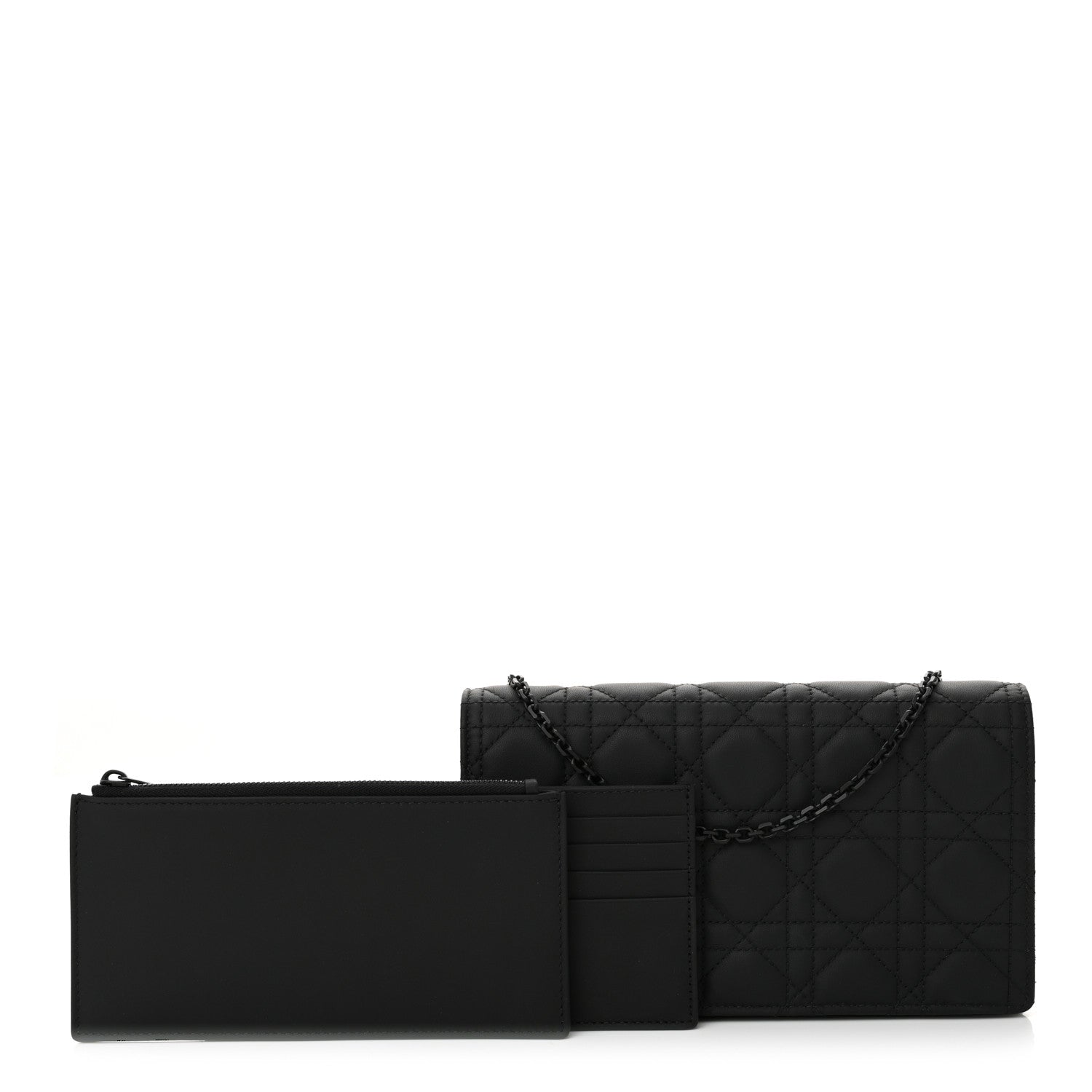Christian Dior Ultra Matte Calfskin Cannage Lady Dior Clutch Black 3 of 12