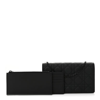 Christian Dior Ultra Matte Calfskin Cannage Lady Dior Clutch Black 3 of 12