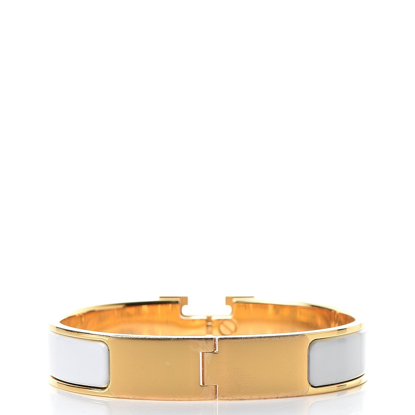 Enamel Narrow Clic Clac H Bracelet GM White