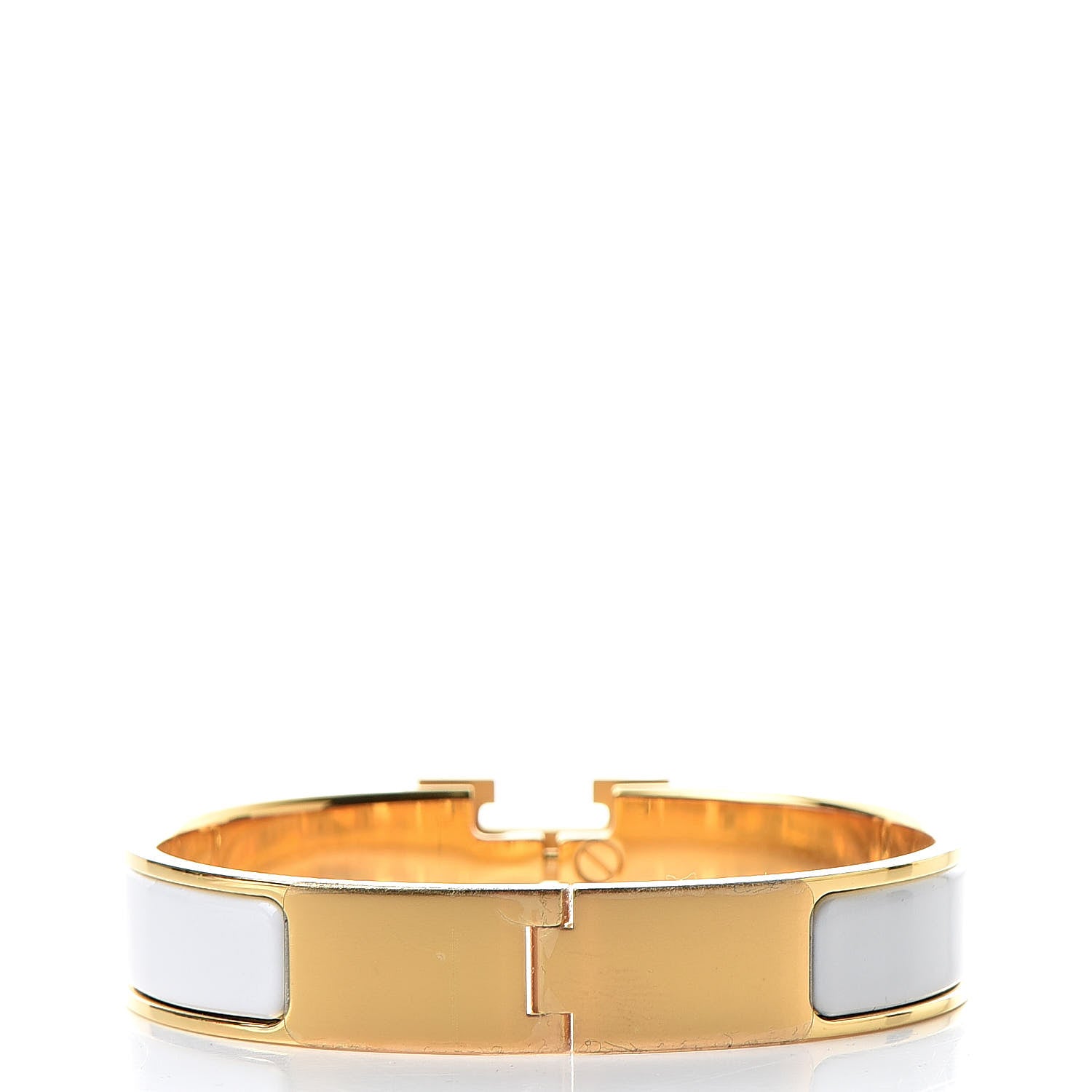Hermes Enamel Narrow Clic Clac H Bracelet GM White 3 of 5