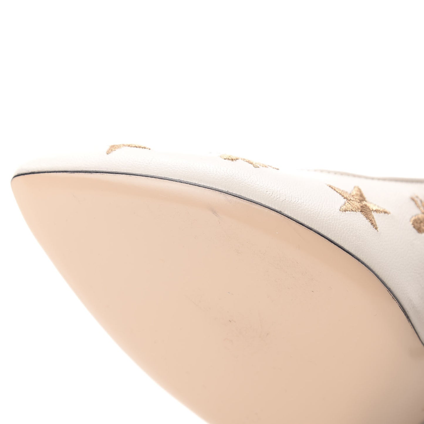 Malaga Kid Web Bee Star Embroidered Sylvie High Heel Slingback Pumps 36.5 White
