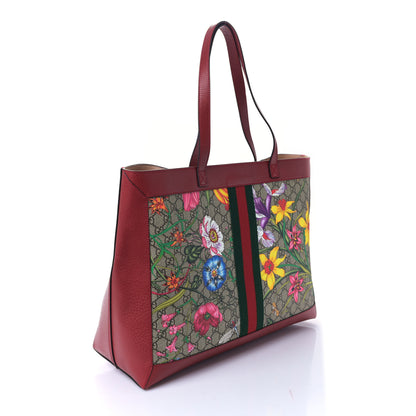 Gucci GG Supreme Monogram Flora Web Large Ophidia Tote Red 4 of 10