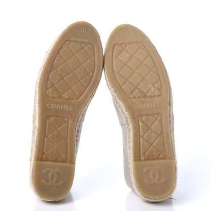 Chanel Canvas Grosgrain CC Espadrilles 36 Beige Black 5 of 9