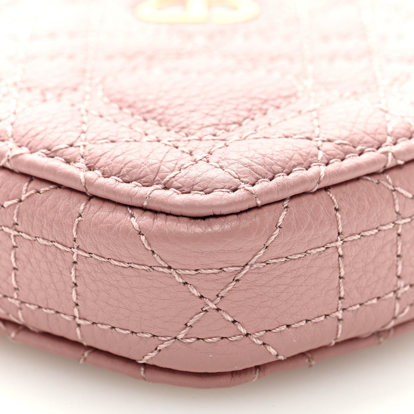 Calfskin Cannage Dioramour Caro Heart Pouch With Chain Old Rose