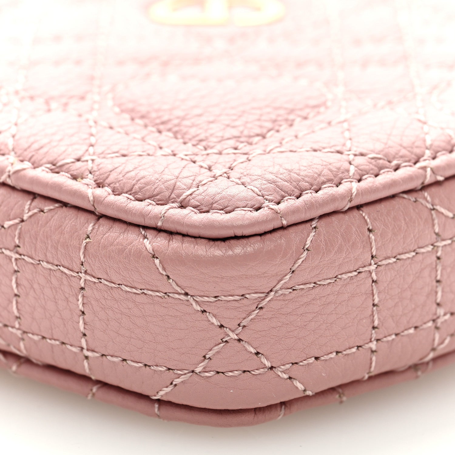 Christian Dior Calfskin Cannage Dioramour Caro Heart Pouch With Chain Old Rose 7 of 7