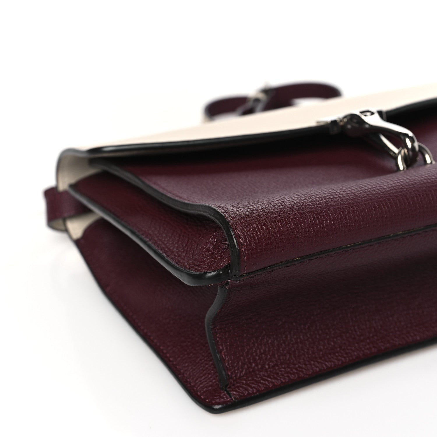 Burberry Derby Calfskin Bi-Color Small Macken Crossbody Bag Mahogany Red Limestone 9 of 12