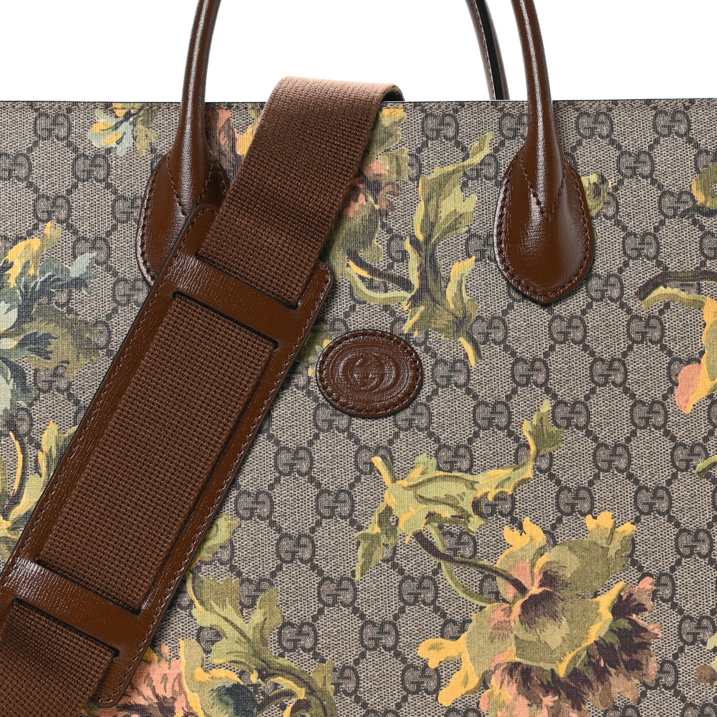 GG Supreme Monogram Azalea Calfskin Dusty Carnation Retro Interlocking G Tote Bag Beige Ebony Brown Sugar