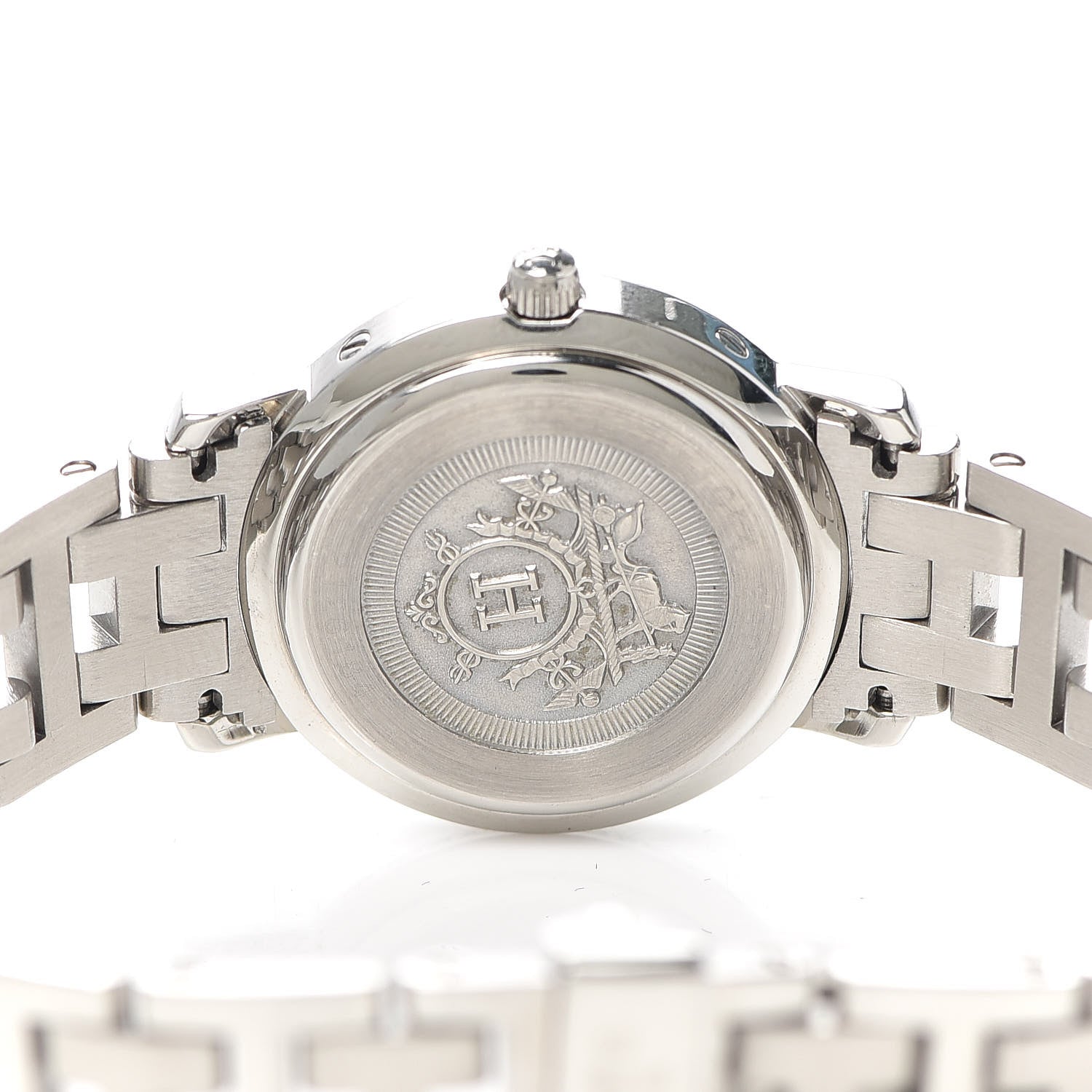 Hermes Stainless Steel Diamond Mother of Pearl 24mm Clipper Quartz Watch 4 of 6
