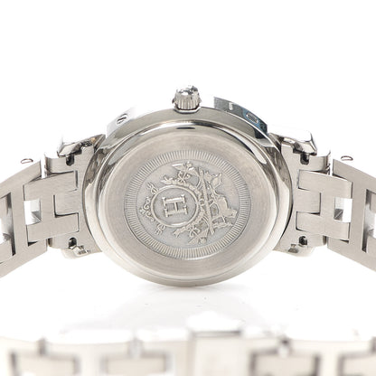 Hermes Stainless Steel Diamond Mother of Pearl 24mm Clipper Quartz Watch 4 of 6