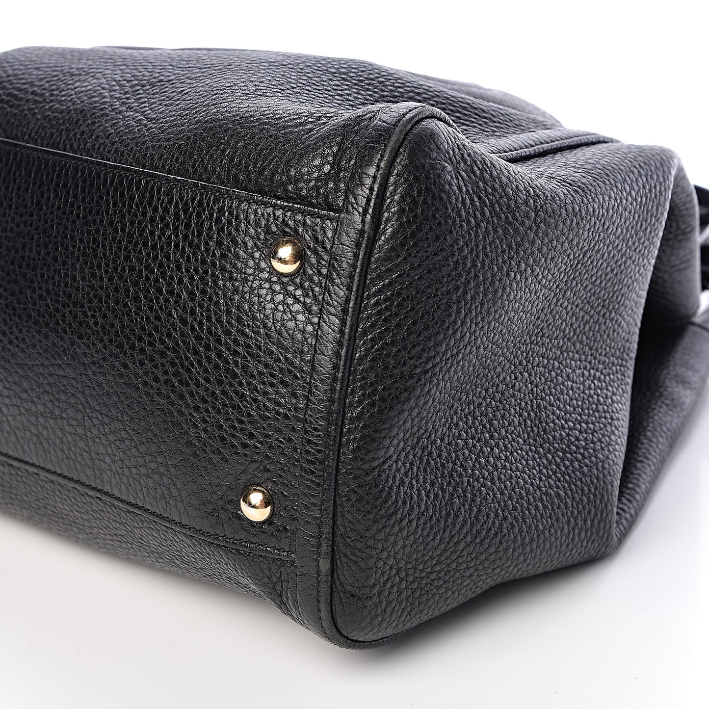 Pebbled Calfskin Medium Soho Shoulder Bag Black