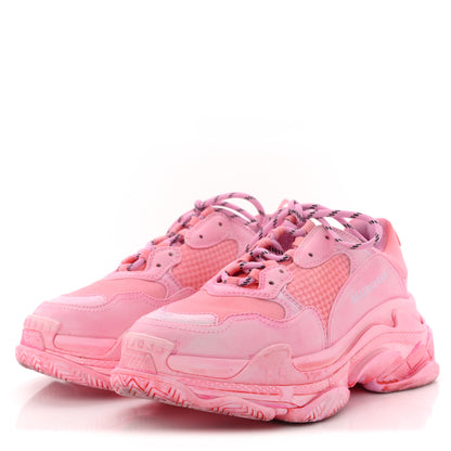 Balenciaga Fabric Mesh Distressed Womens Triple S Sneakers 39 Pink 4 of 10