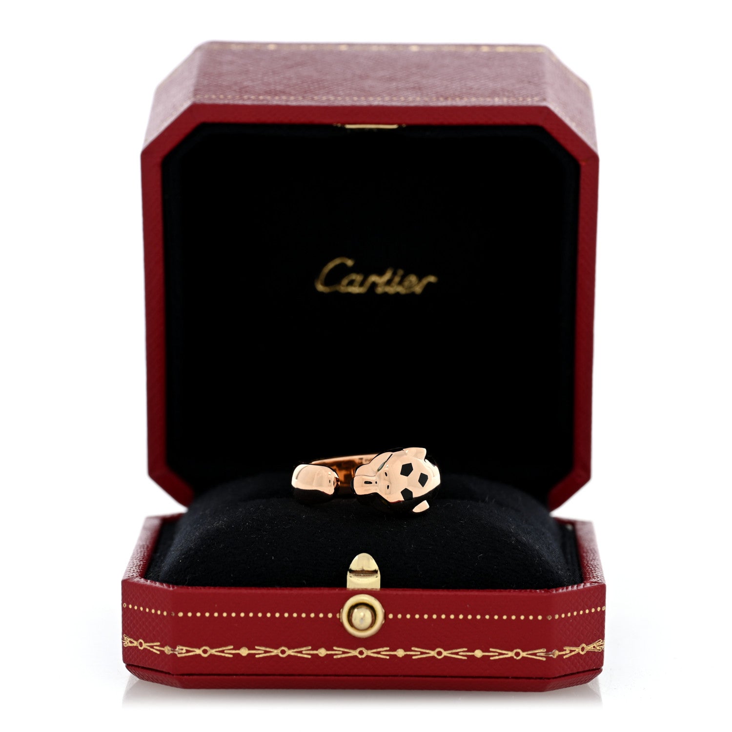 Cartier 18K Pink Gold Black Lacquer Tsavorite Black Onyx Medium Panthere De Cartier Ring 53 6.5 5 of 5