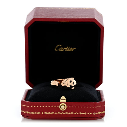 Cartier 18K Pink Gold Black Lacquer Tsavorite Black Onyx Medium Panthere De Cartier Ring 53 6.5 5 of 5