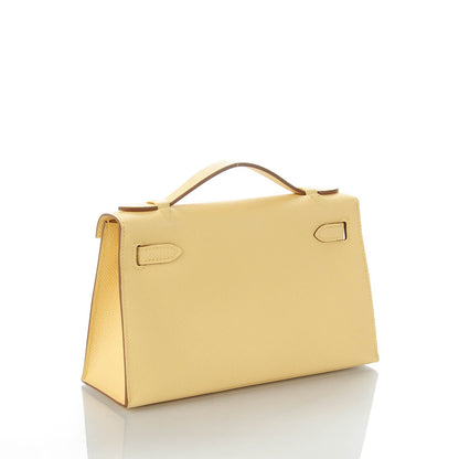 Hermes Epsom Kelly Pochette Clutch Jaune Poussin 3 of 13