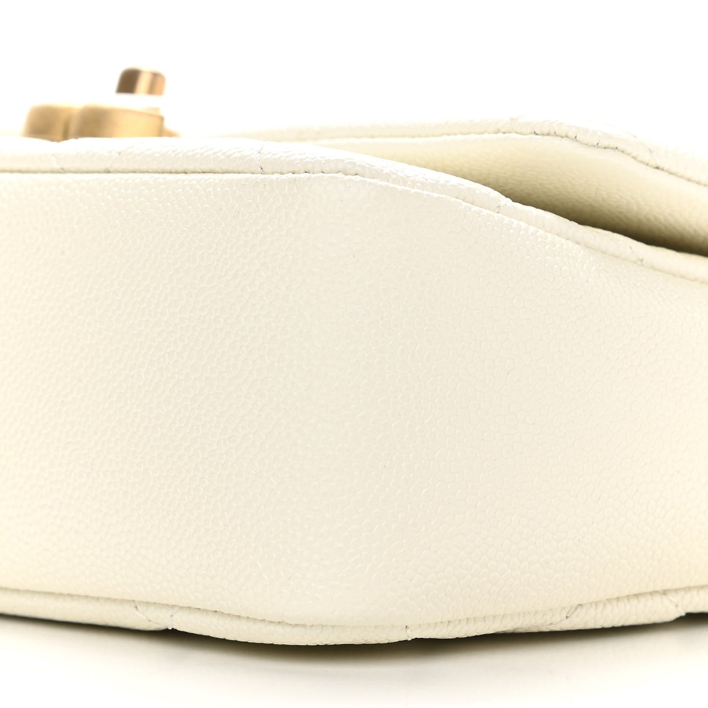 Shiny Caviar Quilted Small Chain Melody Flap White