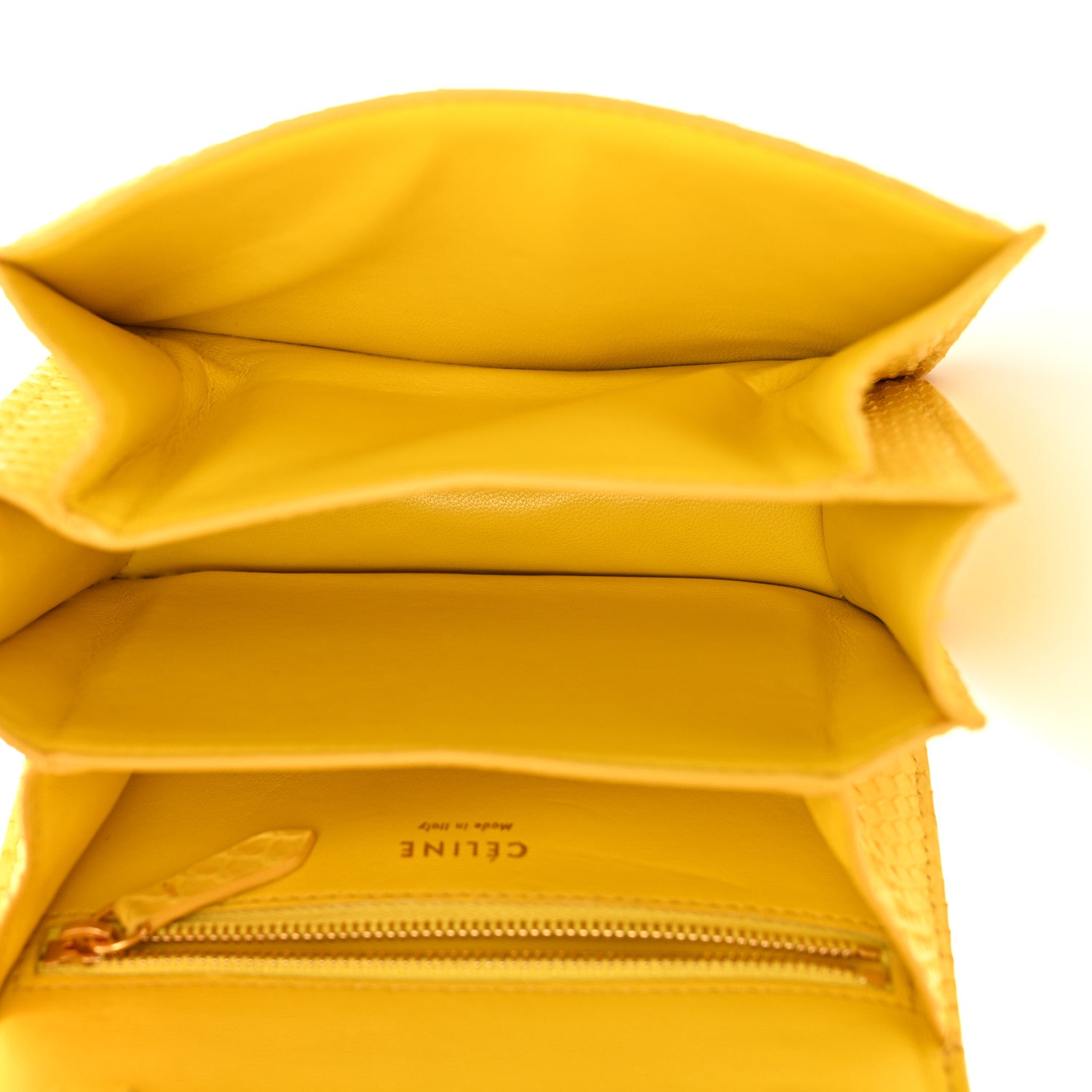 Celine Snakeskin Small Classic Box Flap Bag Yellow 5 of 10