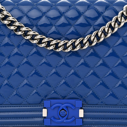 Chanel Patent Calfskin Quilted New Medium Plexiglass Boy Flap Blue 9 of 18
