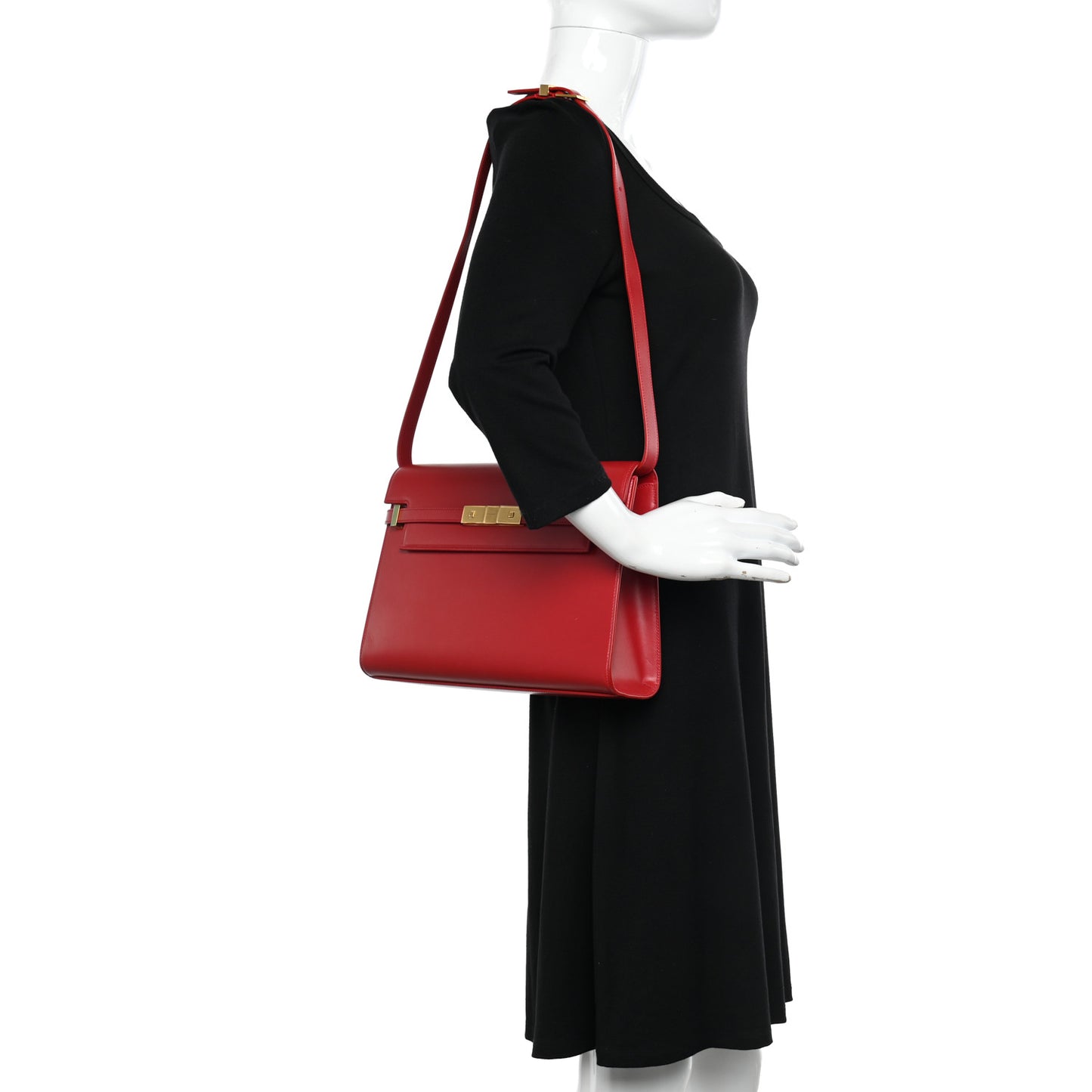 Smooth Calfskin Manhattan Shoulder Bag Rouge Eros