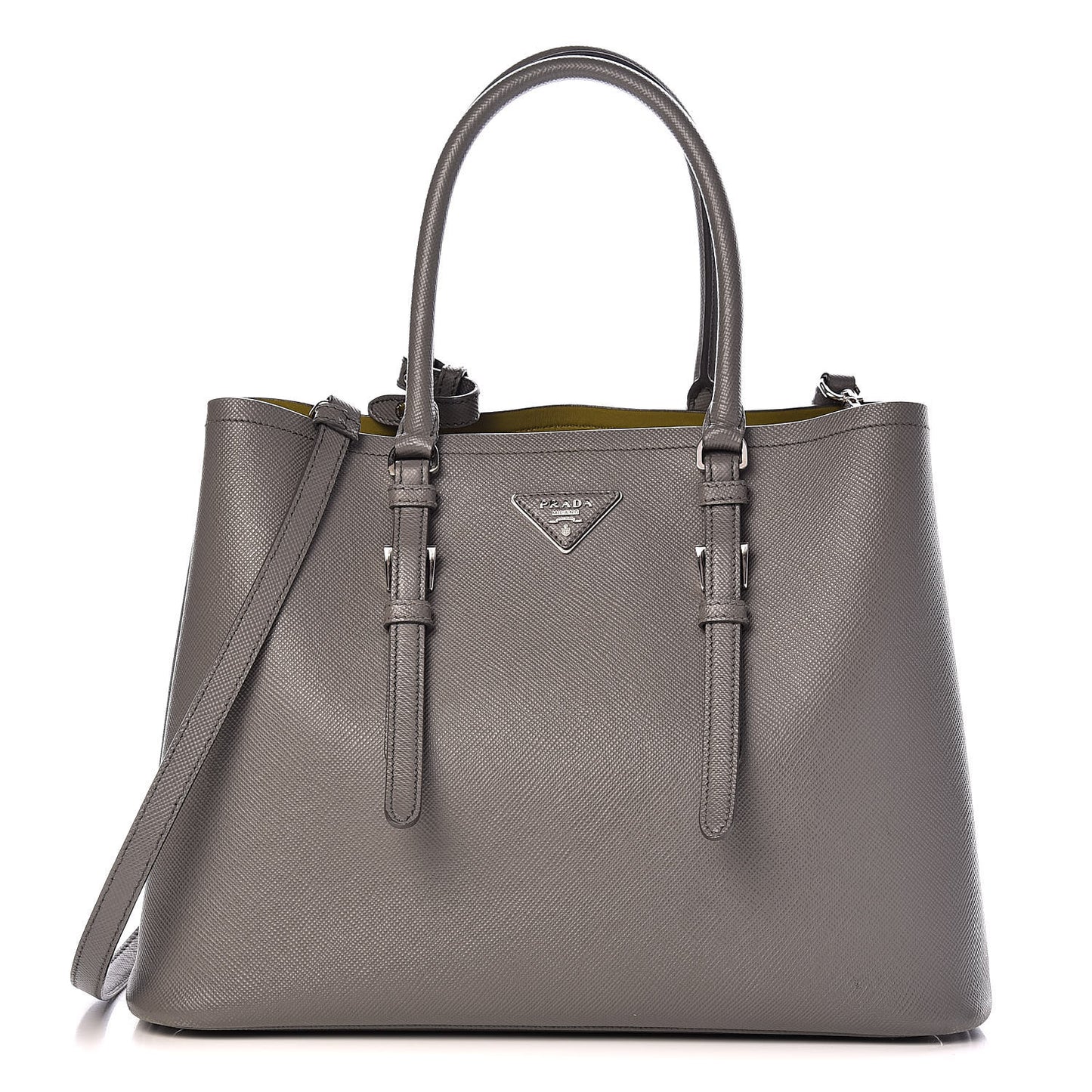 Saffiano Cuir Medium Double Handle Tote Marmo Salvia