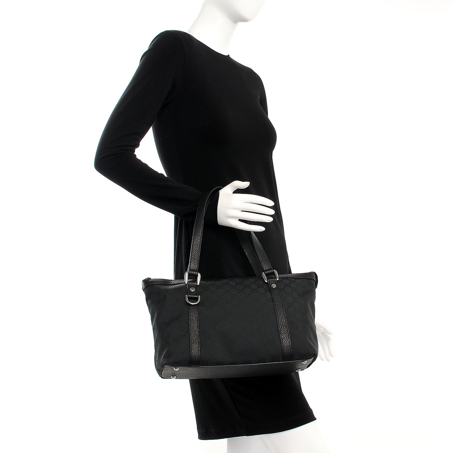 Nylon Monogram Medium Abbey Tote Black