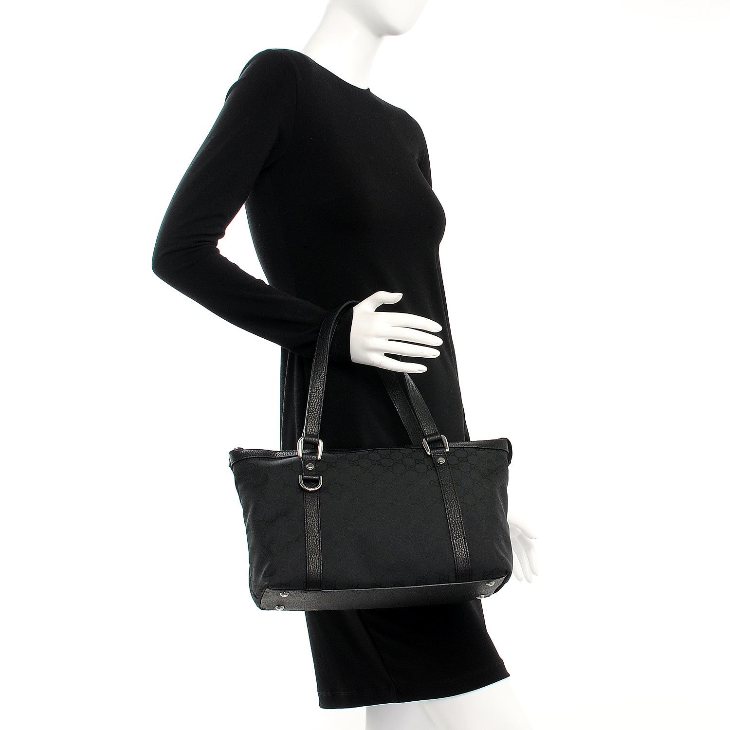 Gucci Nylon Monogram Medium Abbey Tote Black 2 of 10