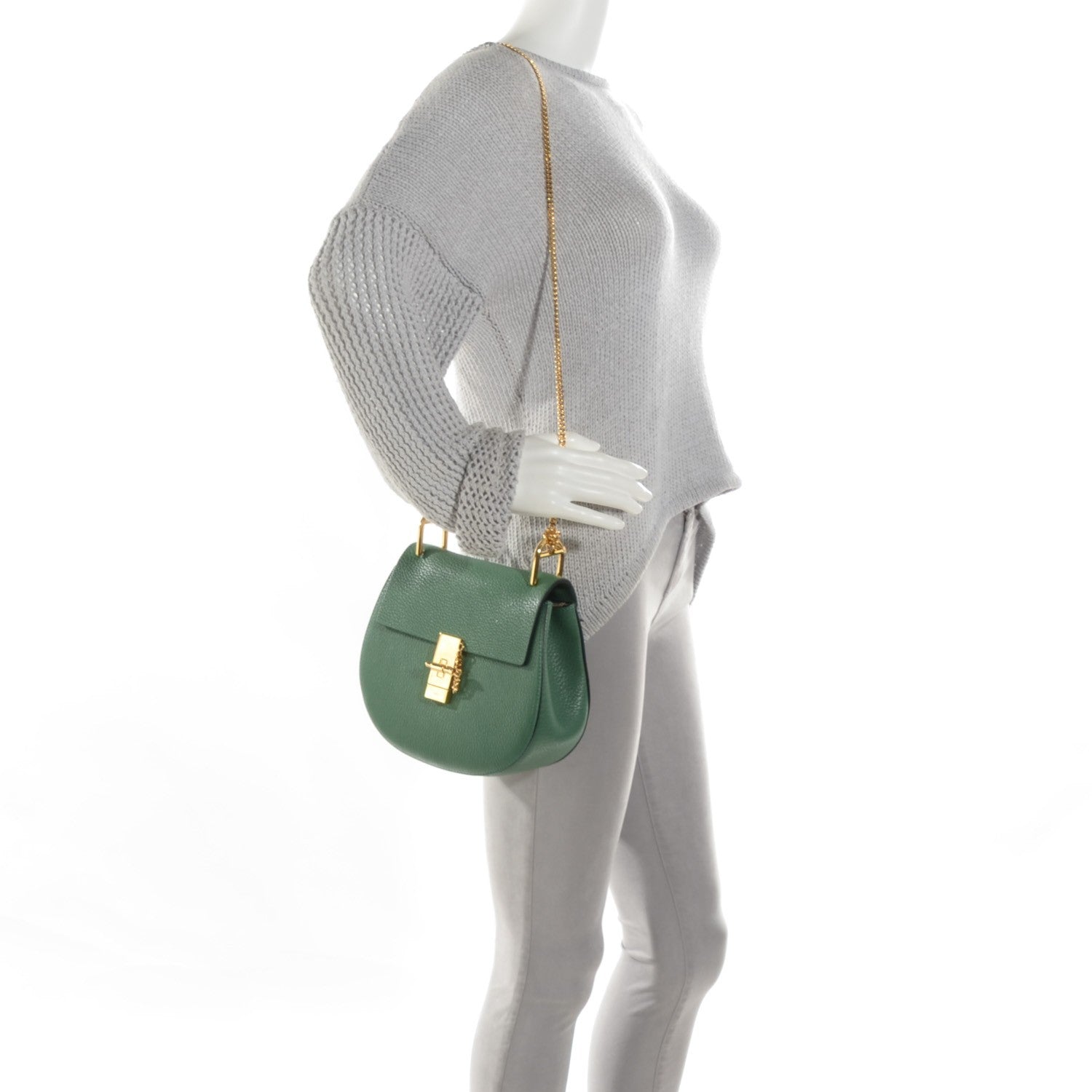 Chloe Grained Lambskin Drew Shoulder Bag Soft Green 3 of 9