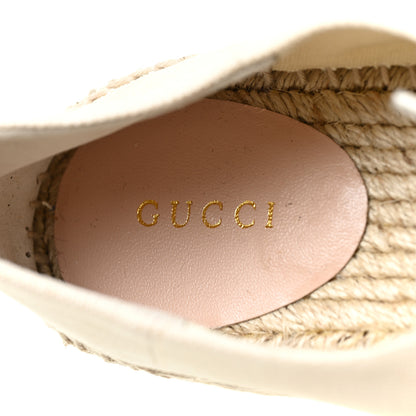 Gucci Canvas Logo Lace-Up Platform Espadrilles 39 Greggio Grege 7 of 8