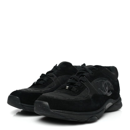 Chanel Fabric Calfskin Suede CC Sneakers  37.5 Black 4 of 8
