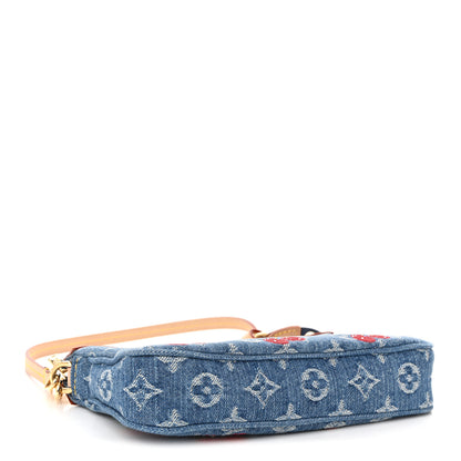 Louis Vuitton LV X TM Monogram Denim Cerises Pochette Accessories Blue 4 of 10
